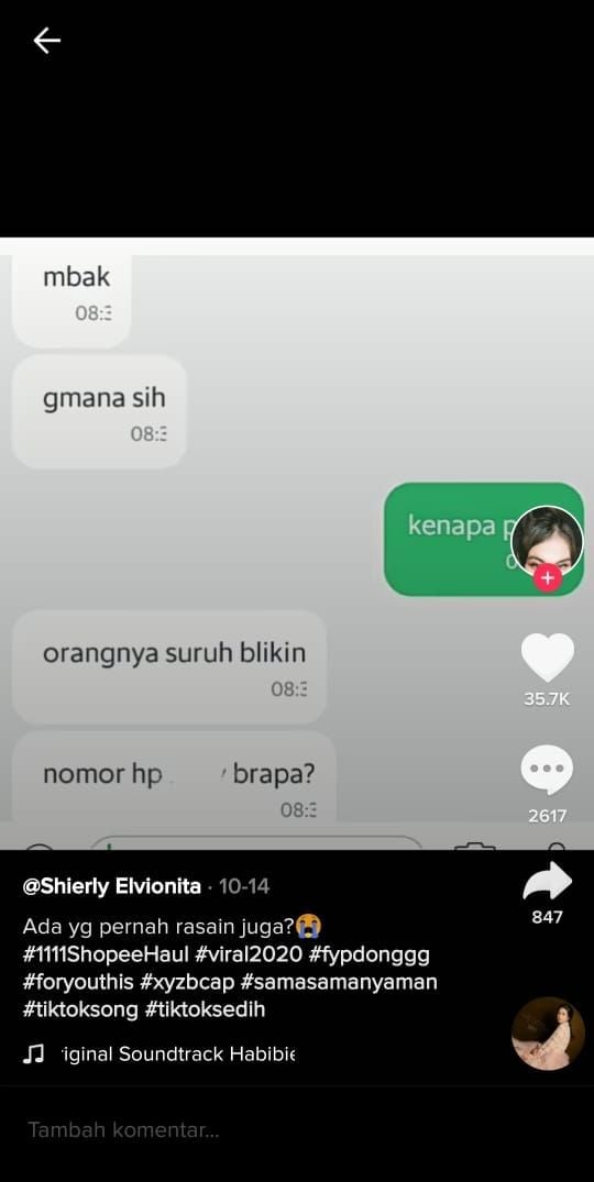 Belikan makan kekasih namun ditolak (TikTok @shierlyelv)