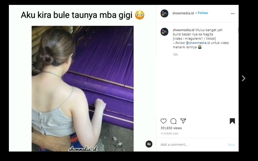 Beredar Video Nagita Slavina Tenun Kain di Sumba, Warganet: Aku Kira Bule. (Instagram/@showmedia.id)