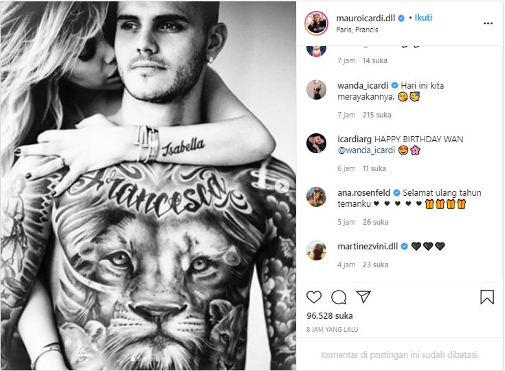Mauro Icardi pamer foto mesra dengan Wanda Nara. (Instagram/mauroicardi)