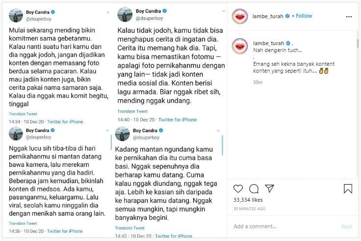 Viral Alasan Tak Datang ke Pernikahan Mantan (instagram.com/lambe_turah)