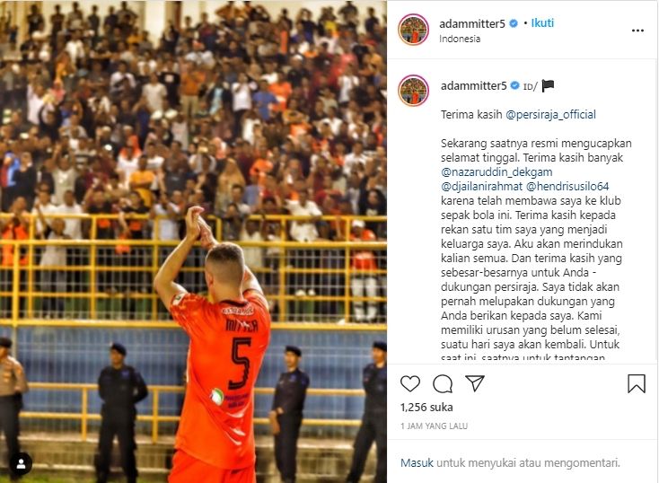 Bek asal Inggris, Adam Mitter resmi tinggalkan Persiraja Banda Aceh. (Instagram/adammitter5)