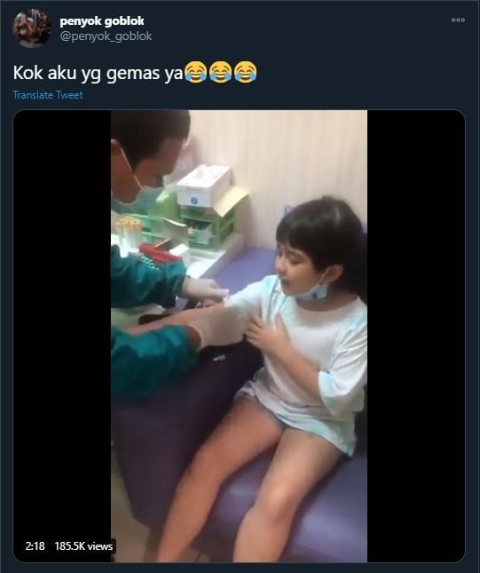 Viral Video Tingkah Lugu Bocah Takut Disuntik Dokter (Twitter/penyok_goblok).