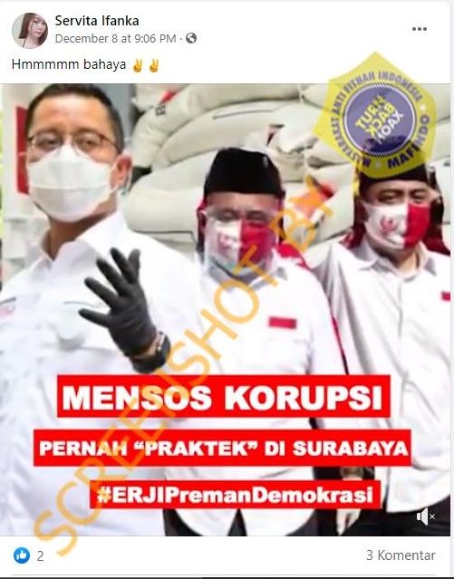  Cek Fakta Mensos Juliari Batubara Ikut Bantu Kampanye Paslon Pilkada Surabaya (Turnbackhoax.id).