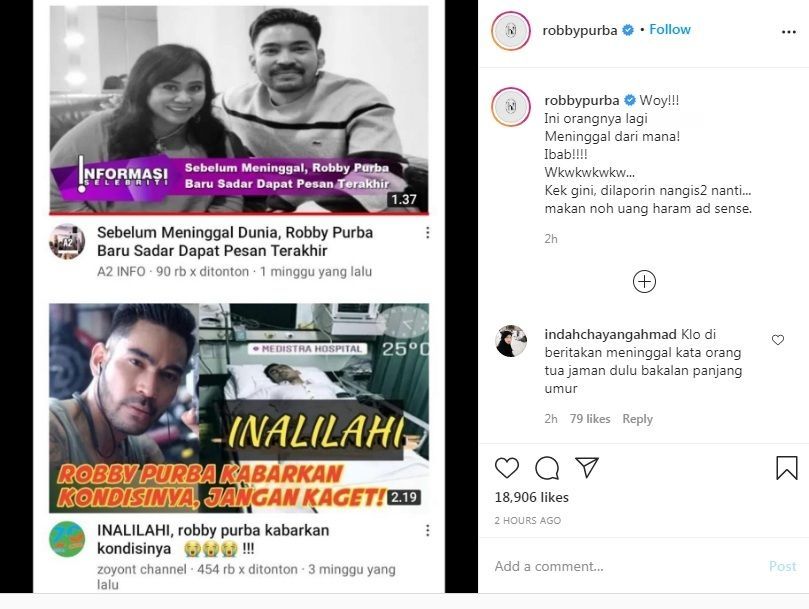 Unggahan Robby Purba.