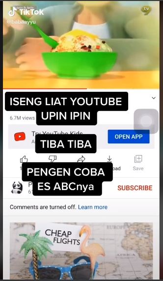 Demi es campur, wanita ini rela terbang ke Malaysia. (TikTok/@babaayyu)