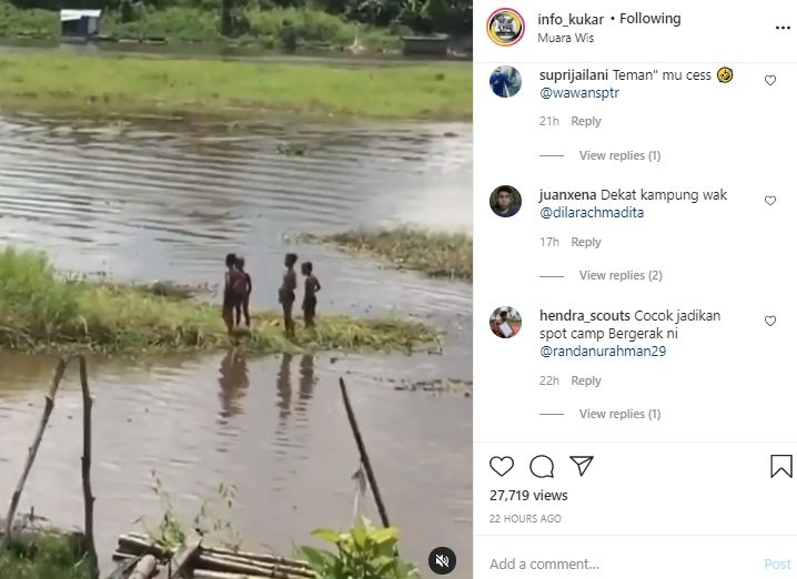 Video bocah naik gulma hanyut di Kutai Kartanegara. (Instagram/info_kukar)