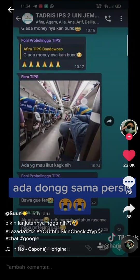 Tangkapan layar mengaku tengah dalam perjalanan untuk liburan (TikTok @anakgurumtk)