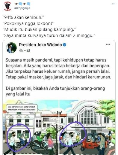 Unggahan Jokowi diprotes publik (Twitter)