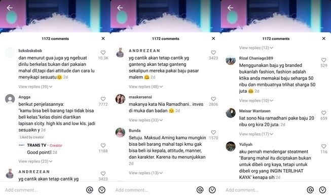 Pendapat Aming soal barang branded viral di TikTok. (TikTok/@transtvofficial)