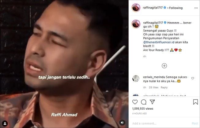 Pesan bijak Raffi Ahmad soal menyikapi kegagalan. (Instagram/@raffinagita1717)