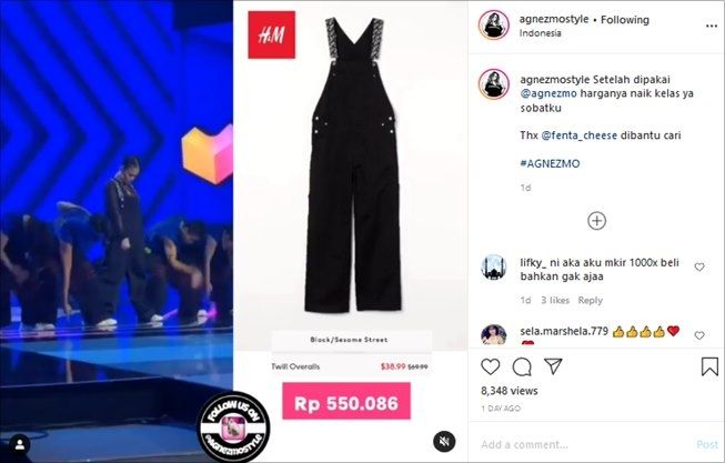 Agnez Mo manggung pakai baju seharga Rp550 ribu. (Instagram/@agnezmostyle)