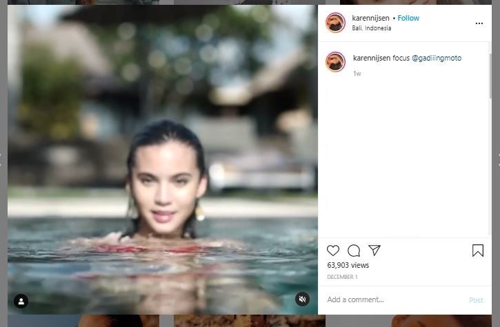 Potret Karen saat liburan di Bali (Instagram @karennijsen)