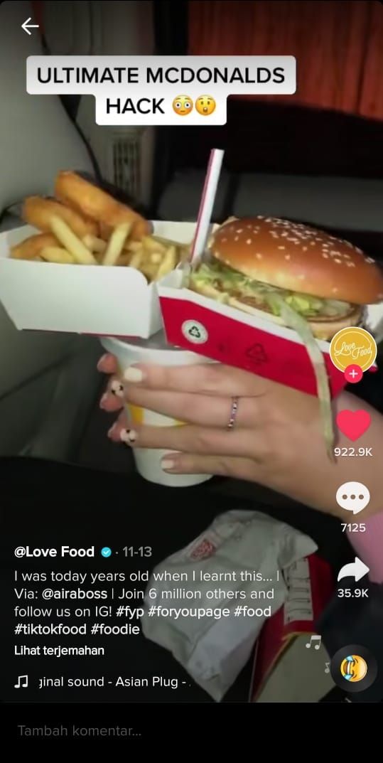 Cara praktis makan menu Mc Donald's (TikTok @lovefood)