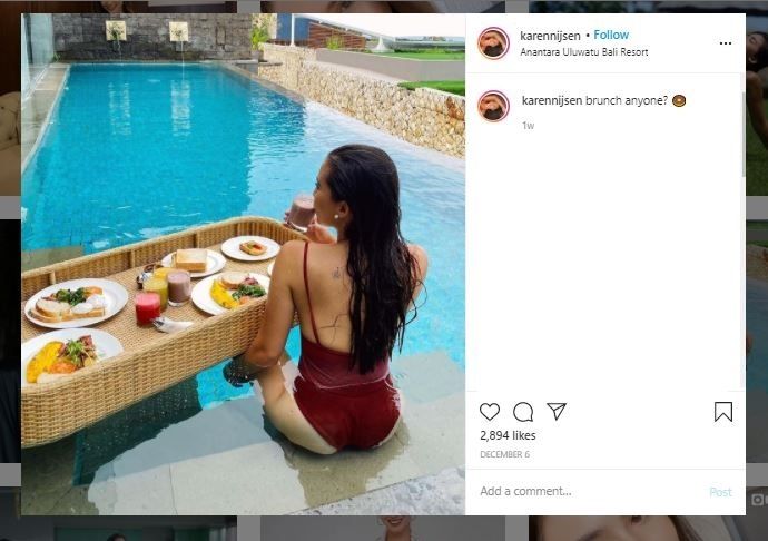 Potret Karen saat liburan di Bali (Instagram @karennijsen)