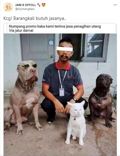 Potret grup penagih utang via jalur damai. (Twitter/kochengfess)