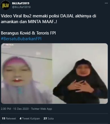 Video ujaran kebencian terhadap kepolisian. [Twitter]