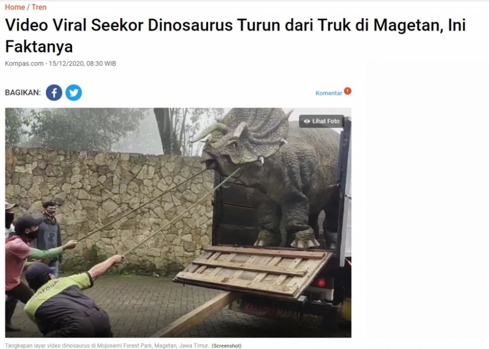 Dinosaurus ditemukan di lereng Gunung Lawu (Turnbackhoax.id)