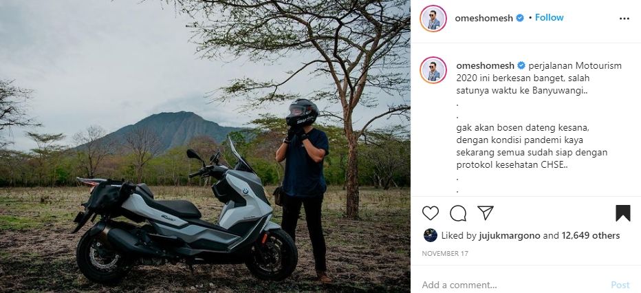 Motor matik spesial yang ditunggangi Ananda Omesh. (instagram)