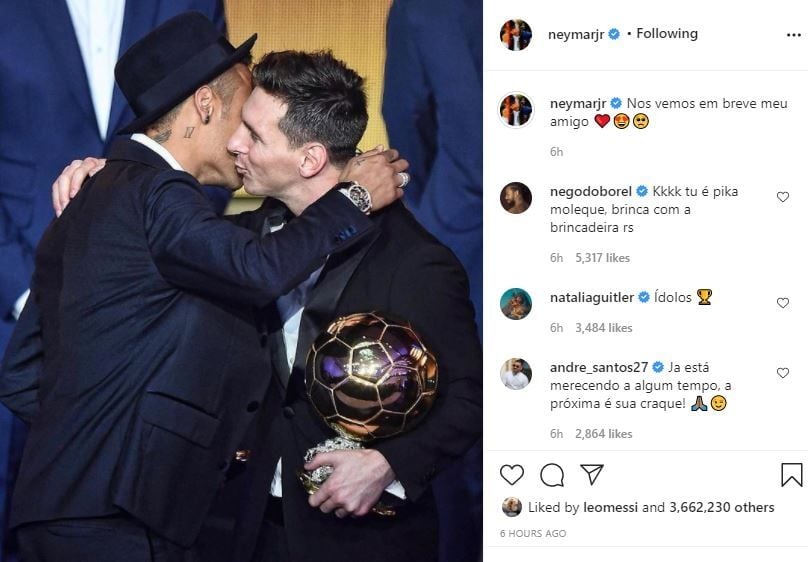 Neymar mengaku sudah tak sabar bertemu Lionel Messi lagi. (Instagram/neymarjr)