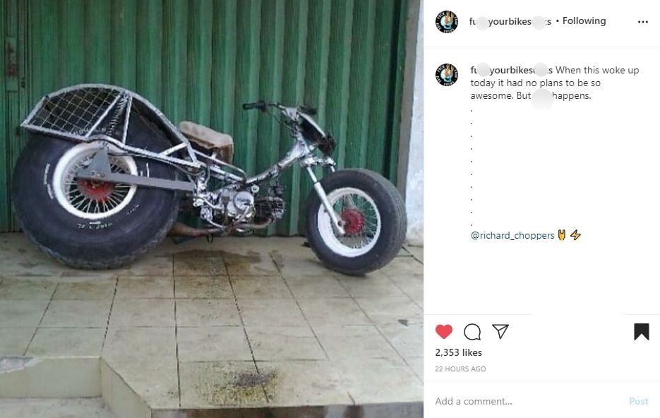 Modifikasi motor nyeleneh. (Instagram)