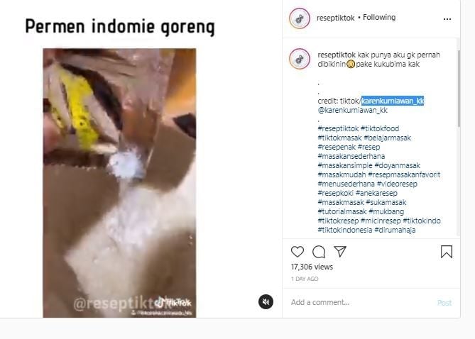 Permen kapas rasa Indomie goreng (Instagram @reseptiktok)