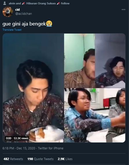 Viral Kondangan Virtual, Momen Makan Prasmanan Ini Bikin Warganet Ngakak. (Twtter/@aciidchan)