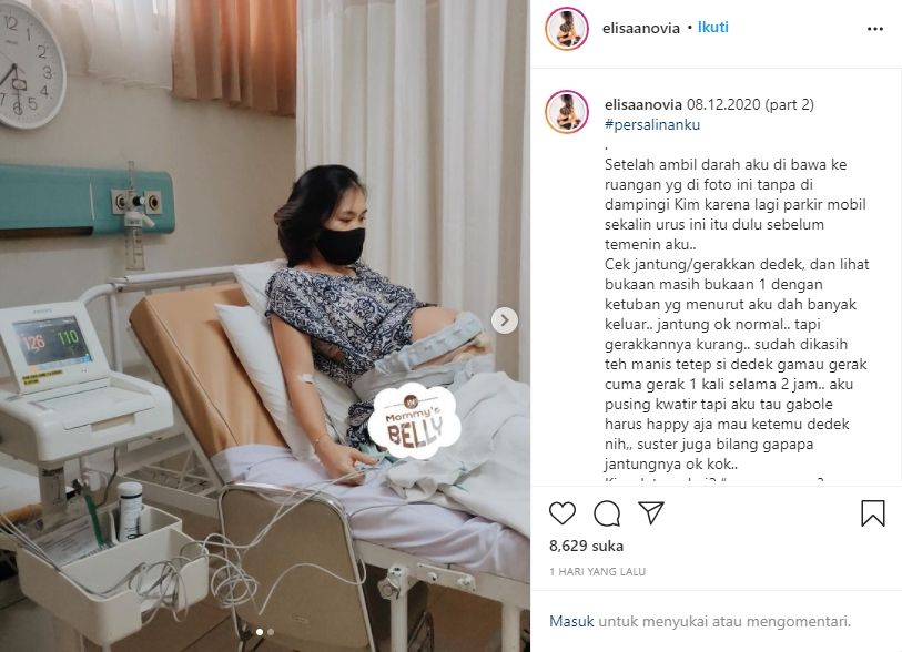 Istri Kim Kurniawan, Elisabeth Novia cerita tentang persalinannya. (Instagram/elisaanovia)