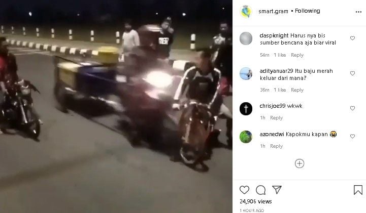 Joki balap liar diseruduk pemotor. (Instagram/@smart.gram)