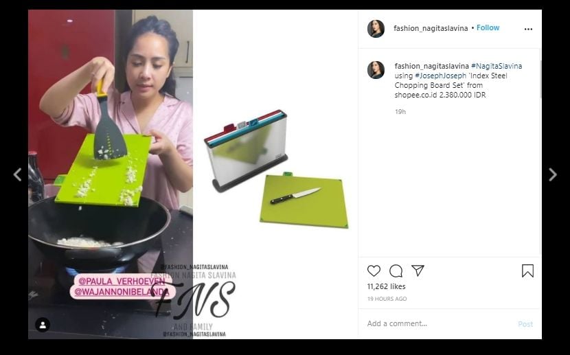 Lagi-lagi Bikin Geger, Nagita Slavina Masak Pakai Telenan Seharga Rp 2 Juta. (Instagram/@fashion_nagitaslavina)