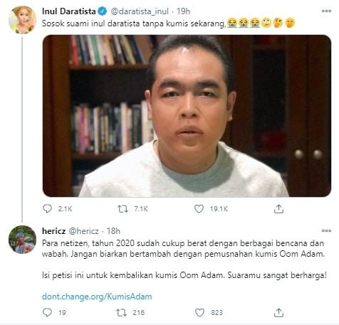 Warganet Bikin Petisi Adam Suseno Cukur Habis Kumisnya. (Twitter)