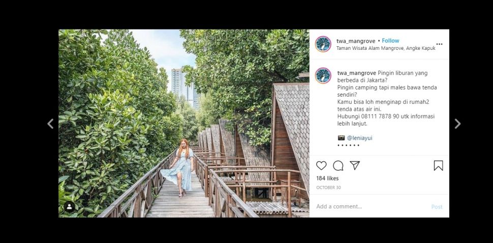 Taman Wisata Alam Mangrove, Angke Kapuk - Tempat Wisata Jakarta (instagram @twa_mangrove/@leniayui)