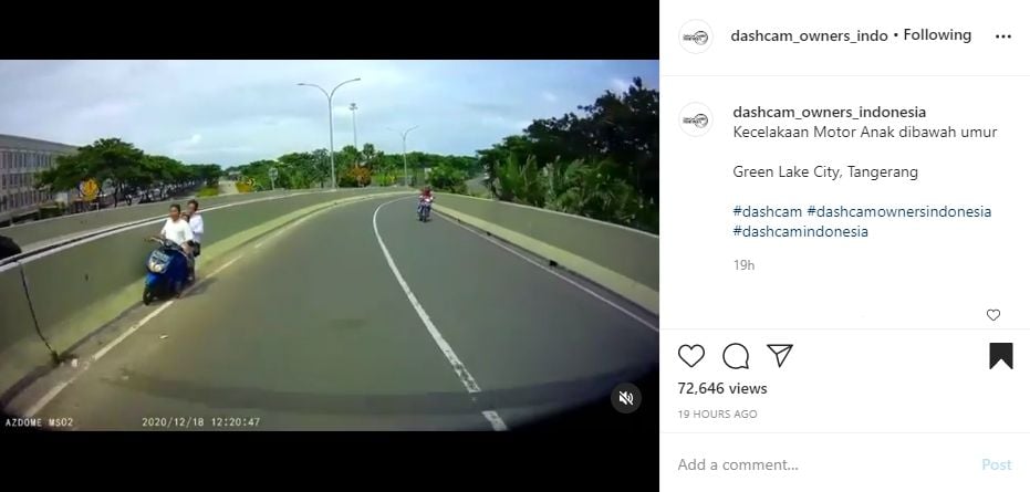 Kecelakaan pemotor cilik. (Instagram/@dashcam_owners_indo)