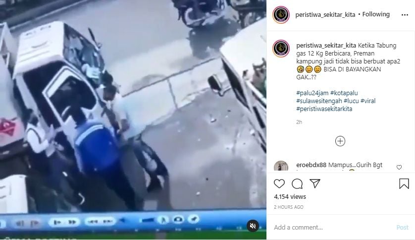 Video preman gagal merampok gara-gara tabung gas. (Instagram/peristiwa_sekitar_kita)