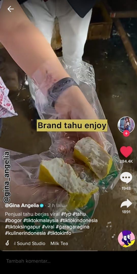 Pegawai pabrik tahu berjas (Tiktok @gina_angelia)