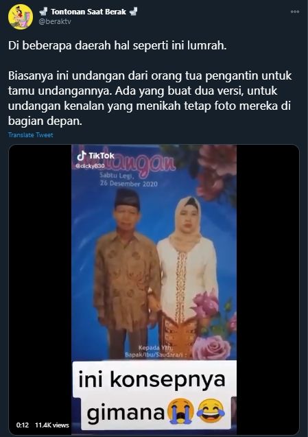 Viral Undangan Pernikahan Dinilai Aneh (Twitter/Beraktv).