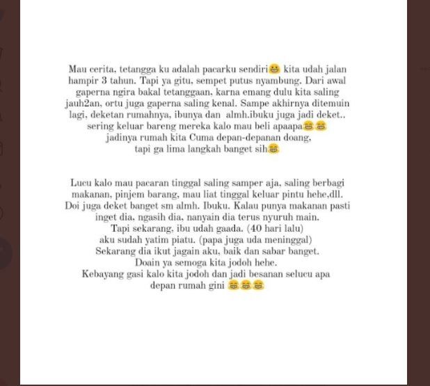 Viral Kisah Warganet Pacaran dengan Tetangga Sendiri (twitter.com/SeputarTetangga)