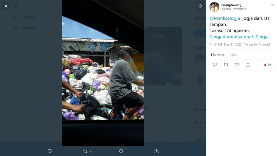 Jogja darurat sampah - (Twitter/@FaisalDewantara)