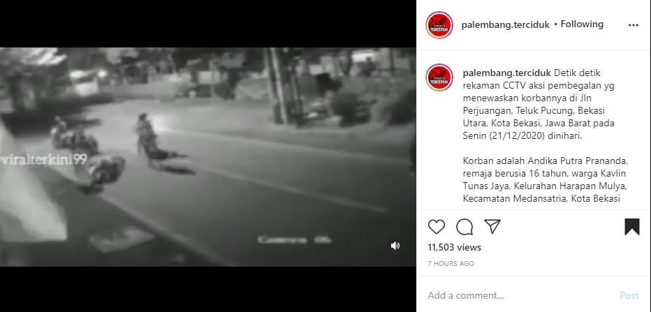 Aksi begal di Bekasi tertangkap kamera. (Instagram)