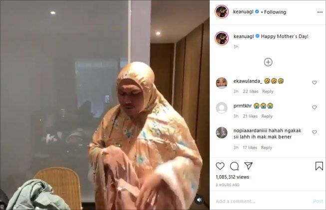 Cara kocak Keanu Agl merayakan Hari Ibu. (Instagram/@keanuagl)