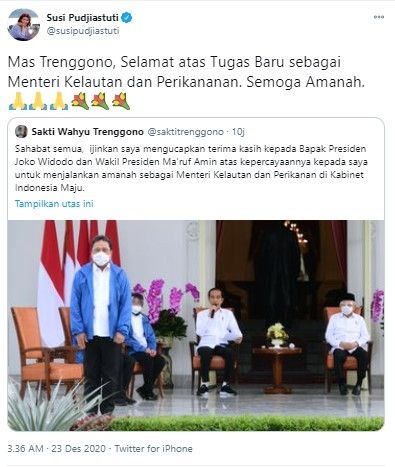 Pesan Susi untuk Menteri KKP yang baru (Twitter/susipudjiastuti)