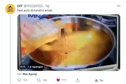 Iklan yang memakai minyak goreng dengan jumlah banyak (Twitter@FFOODFESS)