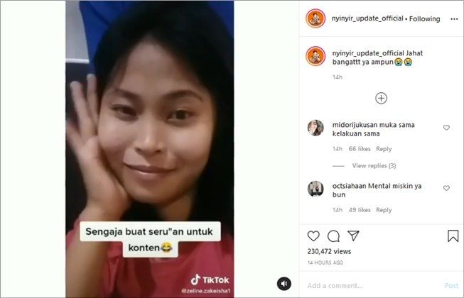 Viral cewek prank belanja online habis jutaan cuma buat konten. (Instagram/@nyinyir_update_official)