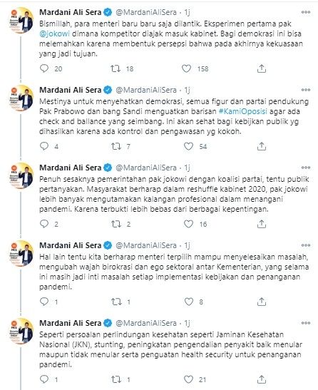 Mardani kritik Prabowo-Sandi masuk koalisi Jokowi (Twitter/mardanialisera)