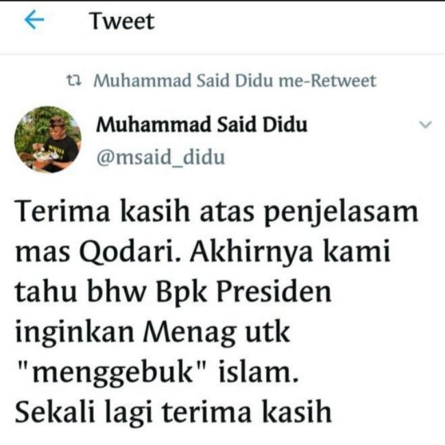 Tangkapan Layar Cuitan Said Didu (Twitter/Uki23).