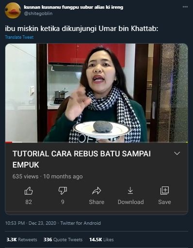 Bagikan Tutorial Cara Rebus Batu, Aksi Wanita Ini Bikin Warganet Salfok. (Twitter/@shitegoblin)