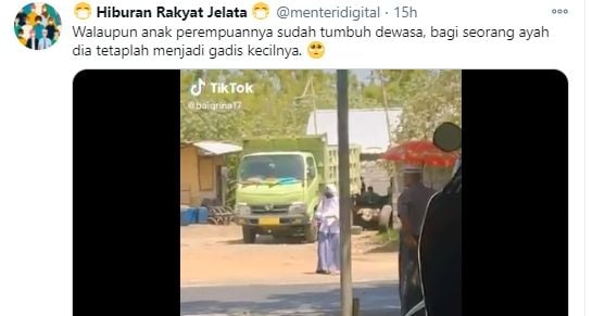 Video ayah lakukan hal menyentuh saat jemput anak. (Twitter/menteridigital)