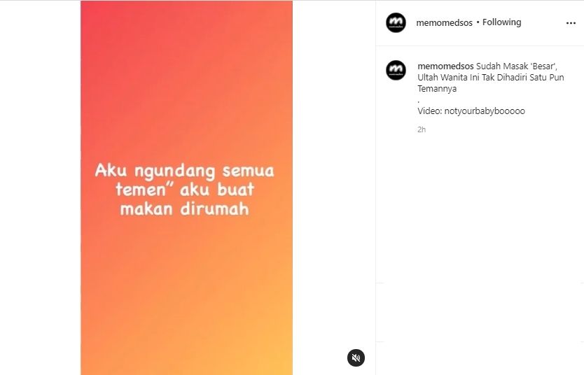 Video curhat sedih pesta ultah. (Instagram/memomedsos)