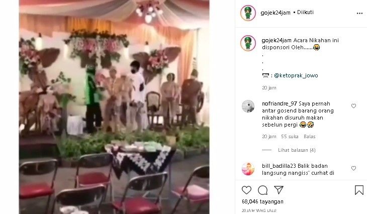 Sopir ojol datang ke resepsi pernikahan. (Instagram/@ketoprakjowo)-