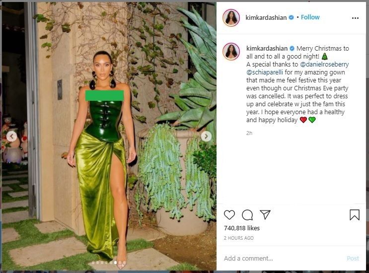 Gaun Natal Kim Kardashian Mirip Hulk (instagram.com/kimkardashian)