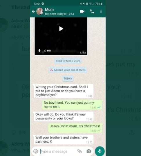 Masih Jomblo, Pria Ini Dapat Pesan Menohok dari Ibu saat Natal (twitter.com/ademwaterman)